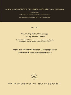cover image of Über die elektrochemischen Grundlagen der Zinkchlorid-Schmelzflußelektrolyse